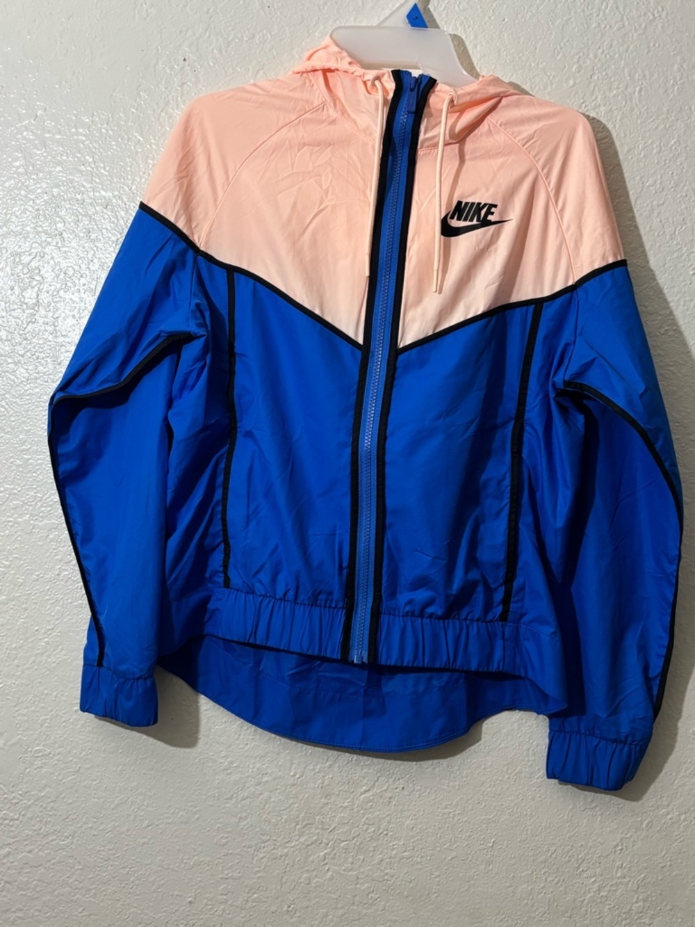 Nike Blue and Light Pink Hooded Windbreaker Jacket